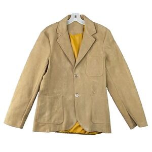 Vintage Womens Blazer Jacket Leather Suede Tan Western Cowgirl Ladies who Lunch